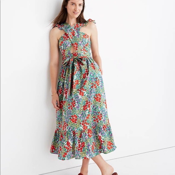 Banjanan Cecil Dress in Sprig Aurora | XS | 100% Cotton Yellow Floral Ruffle - Picture 11 of 15